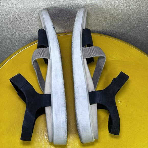 Ecco Flowt 2 Black & Gray Leather Strappy Slip On Comfort Sandals Women’s 10 41 - Picture 11 of 12